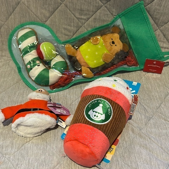 Bark Other - Festive Dog Toy Set with Santa and Stocking Jitter all the way